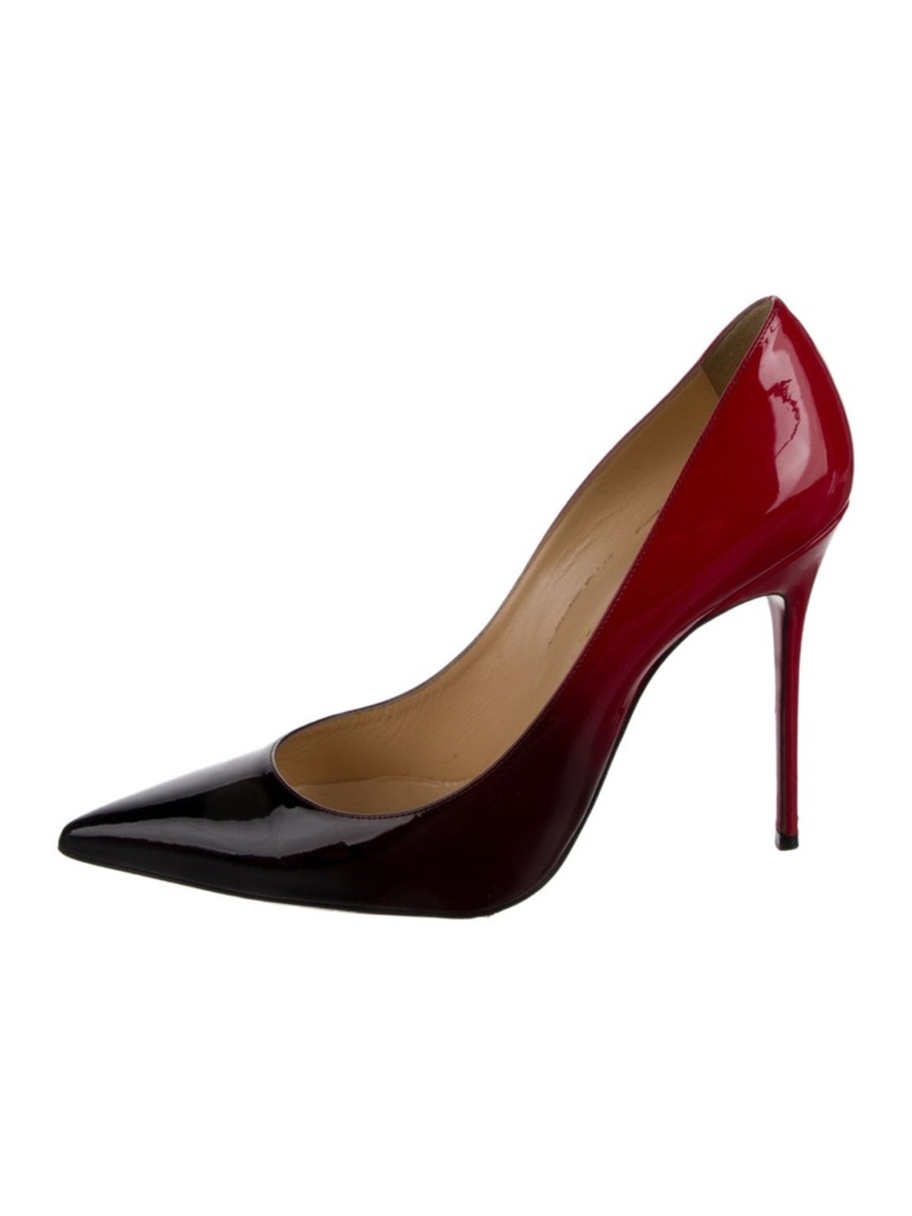 Christian Louboutin Red and Black Patent Pointed-Toe Stiletto Size 40